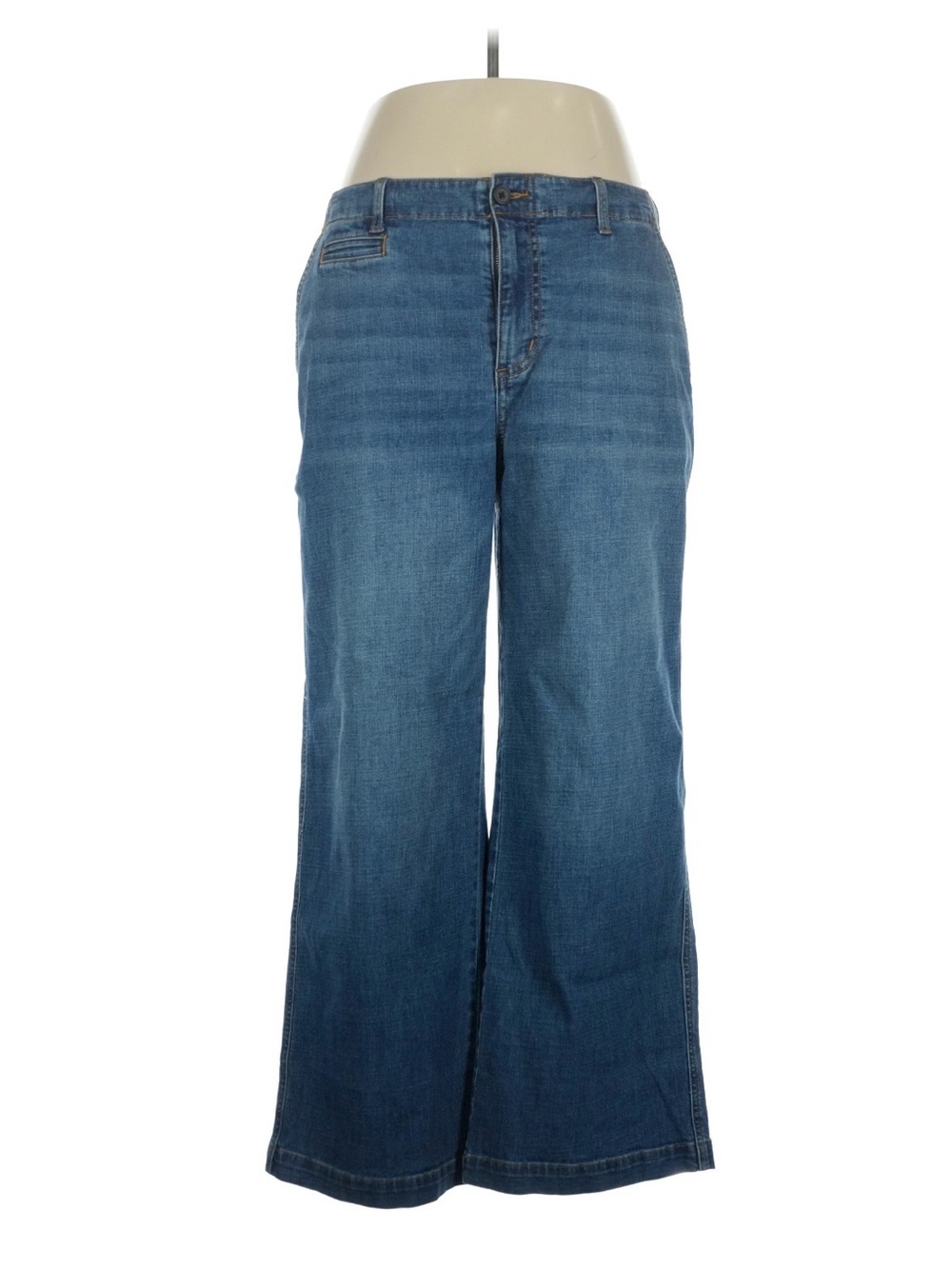 Lands’ End Mid-Rise Wide Leg Blue Jeans, Size 14